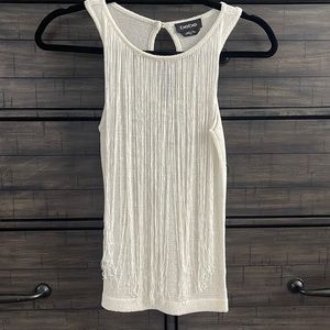 Bebe fringe white top size small